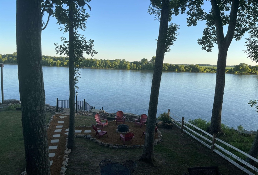 Water view featuring a fire pit