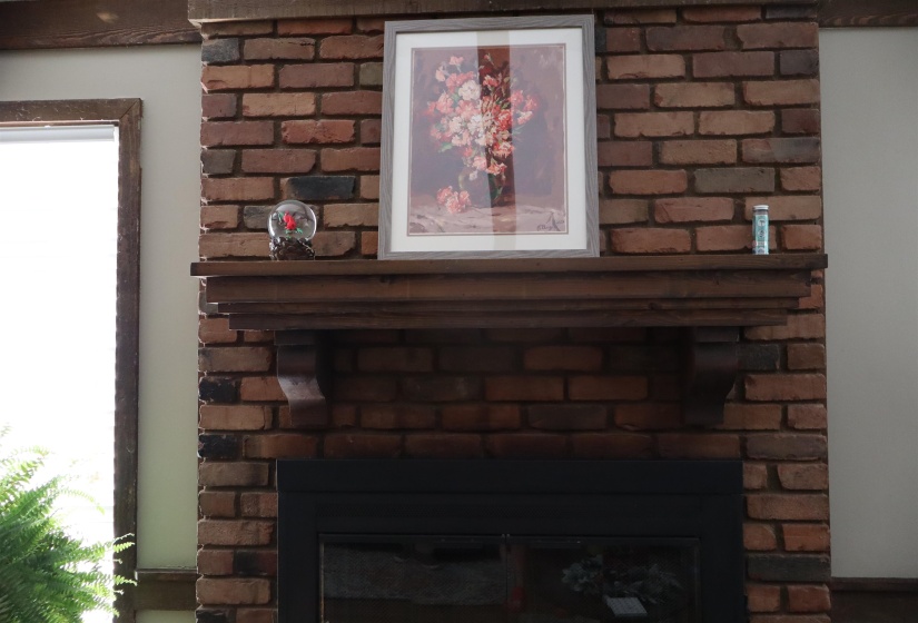 Detailed view of a brick fireplace