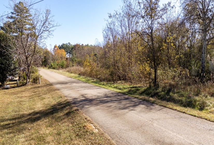 View of asphalt street featuring a view of trees