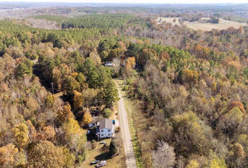 Drone / aerial view of a heavily wooded area