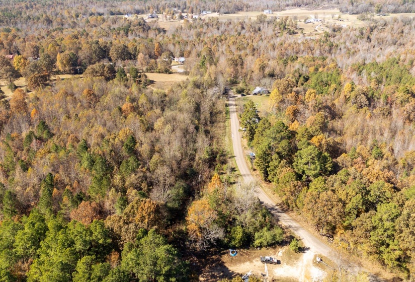 Drone / aerial view of a heavily wooded area