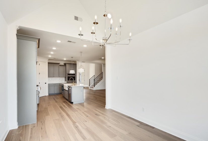 View of the kitchen from the dining room.