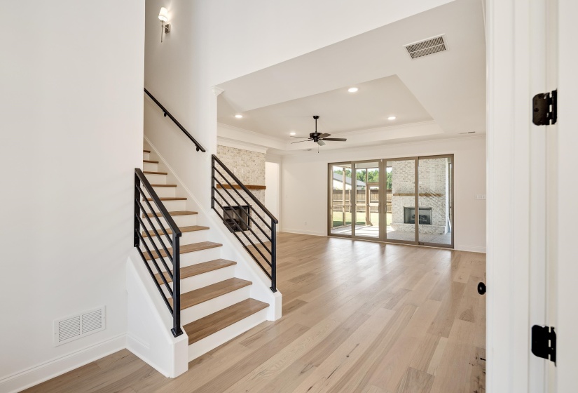 Stunning foyer with hardwood floors