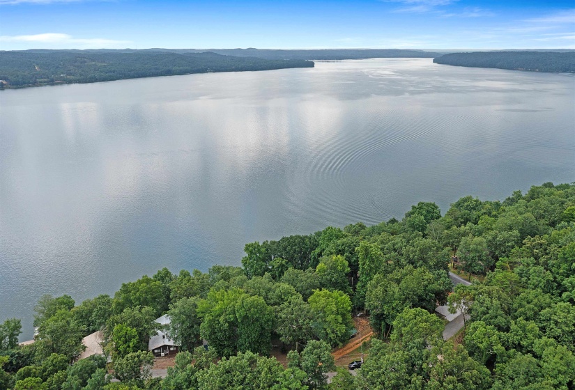 Bird's eye view of a nearby body of water