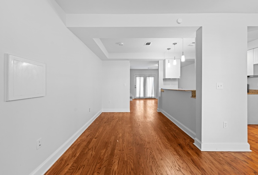 This renovated kitchen offers modern updates throughout and a convenient breakfast bar—perfect for casual meals or morning coffee.