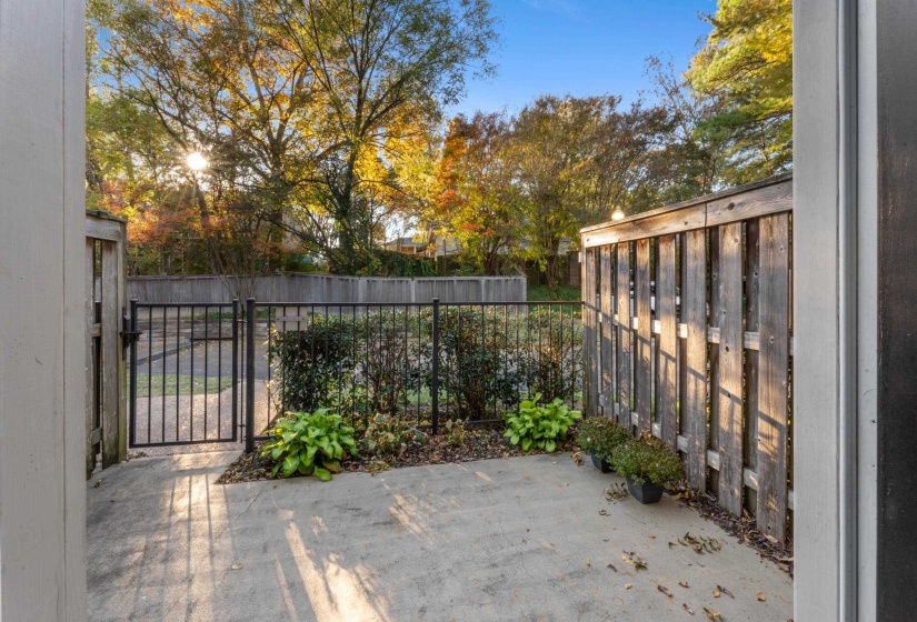 The fenced patio provides a quiet place to enjoy the outdoors with minimal upkeep.