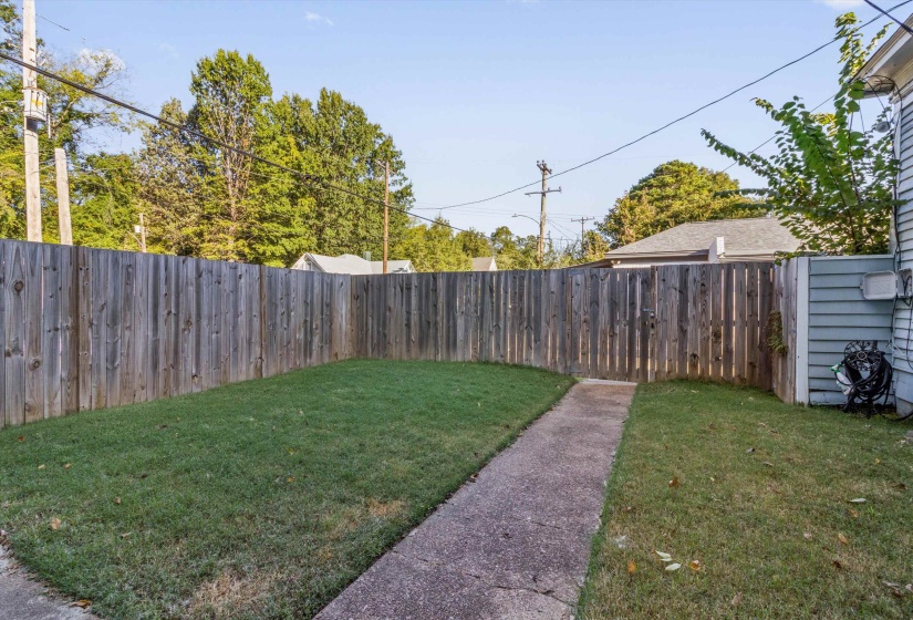 View of fenced backyard