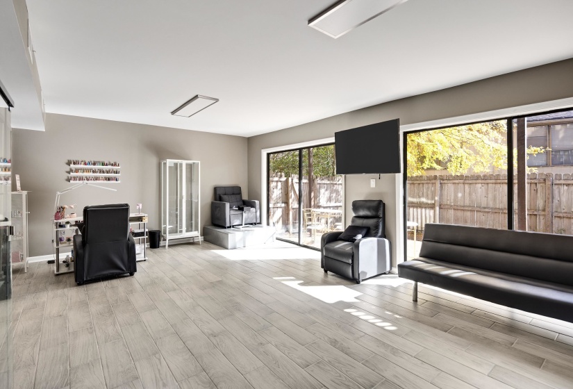 Living room featuring light wood-style floors