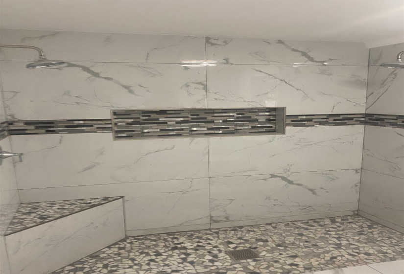 Bathroom featuring a  Large tile shower
