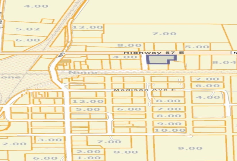 Map showing property parcels