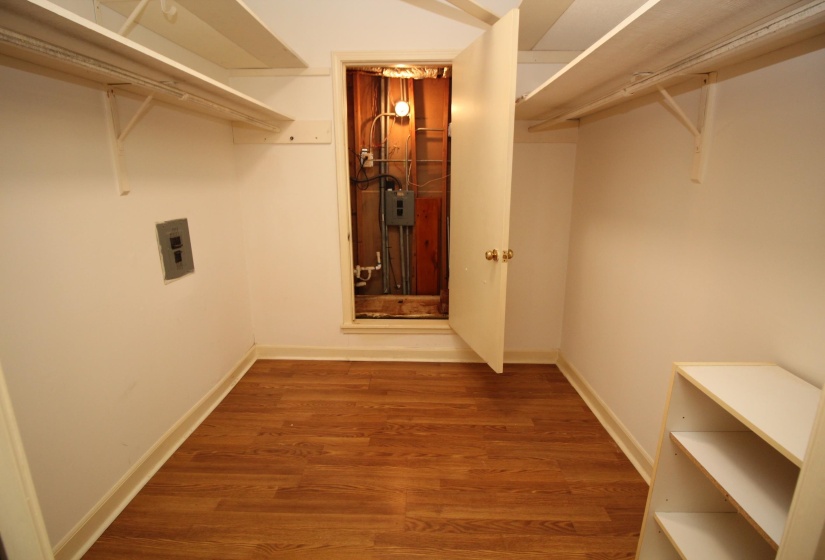 Walk in closet featuring wood finished floors
