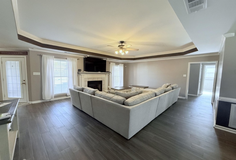 Den with fireplace