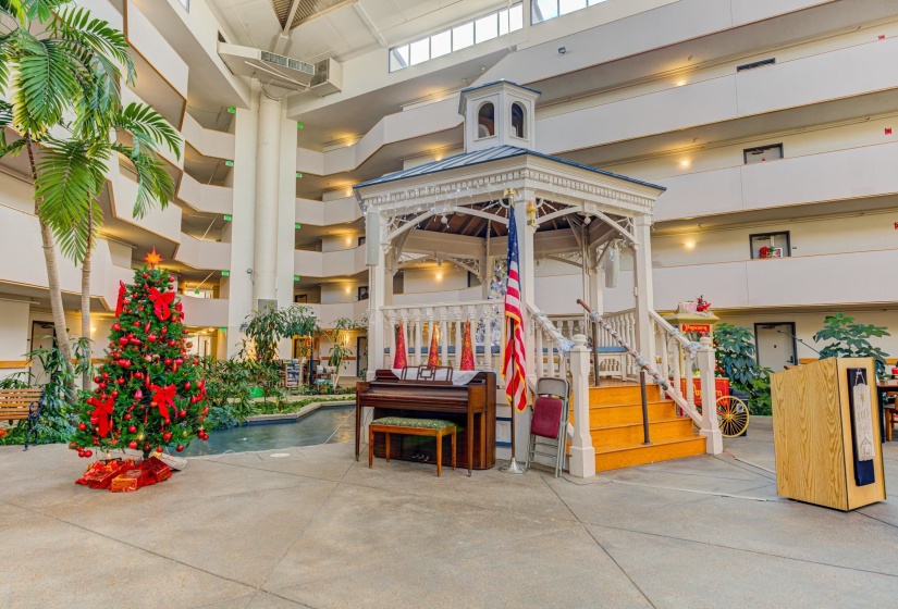 Building lobby featuring a high ceiling