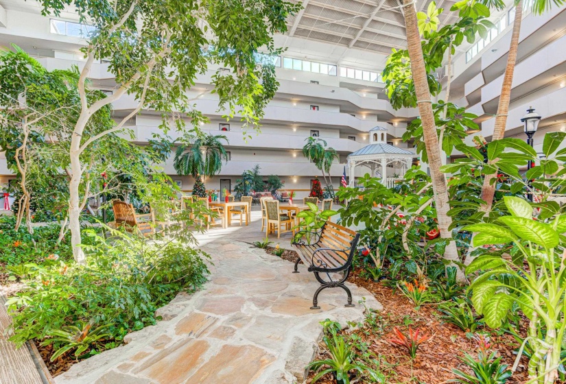 View of property's community featuring a gazebo and a patio area