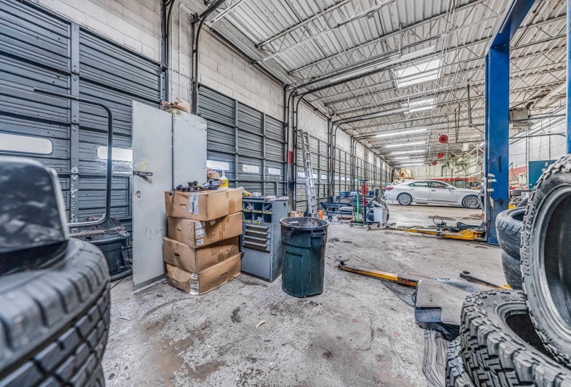 Garage with metal wall