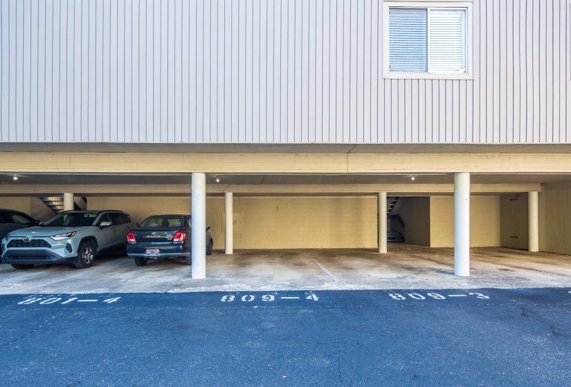 View of covered parking lot