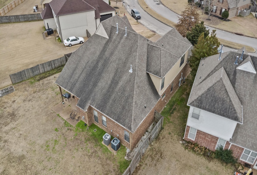 Aerial perspective of suburban area