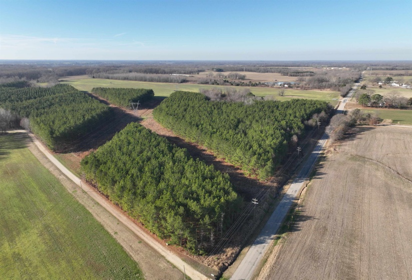 Aerial view of property's location with abundant farmland and rural landscape