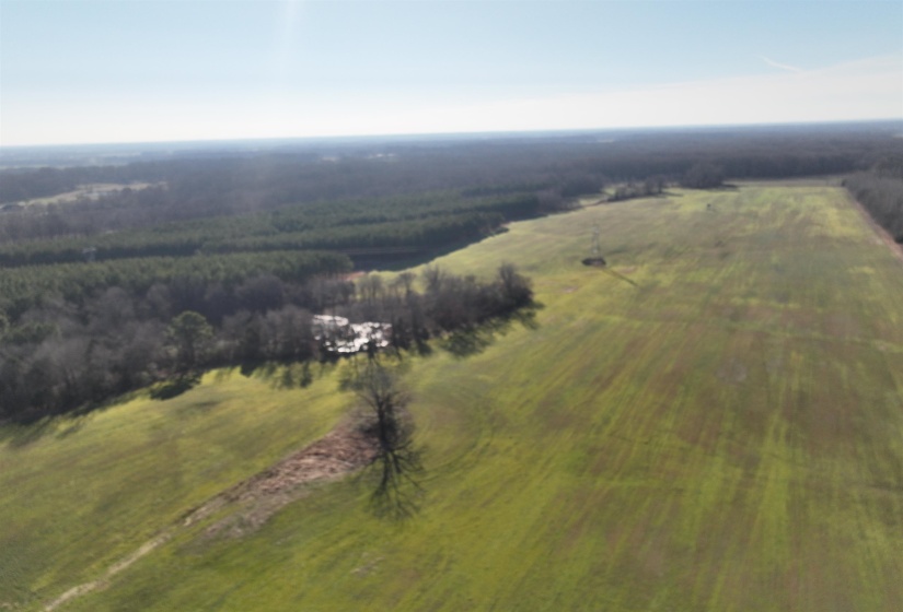 Aerial overview of property's location featuring rural landscape