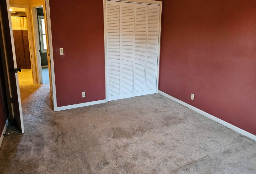 Unfurnished bedroom featuring carpet and a closet