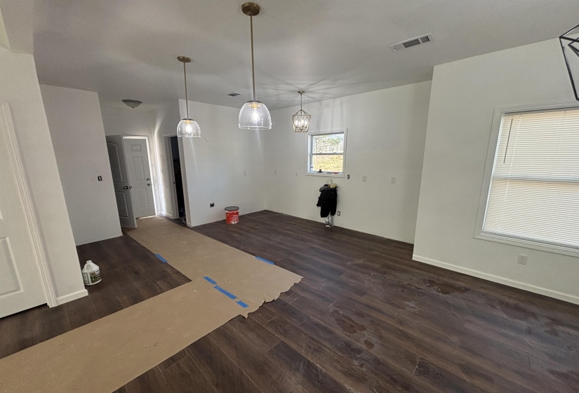 Interior space featuring dark hardwood / wood-style flooring