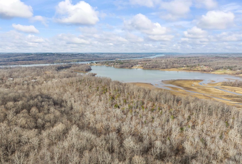 Drone / aerial view of a nearby body of water