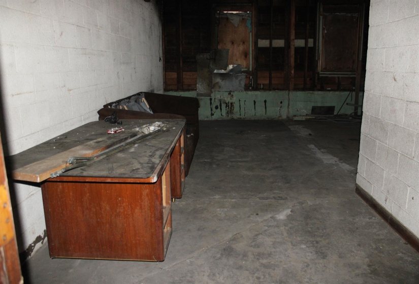 Basement with concrete block wall