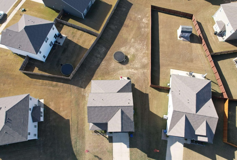 Aerial perspective of suburban area