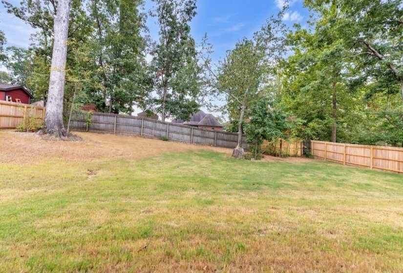 View of fenced backyard