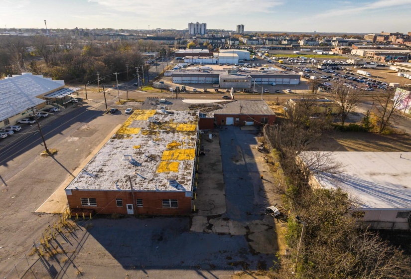 Aerial view of industrial structures