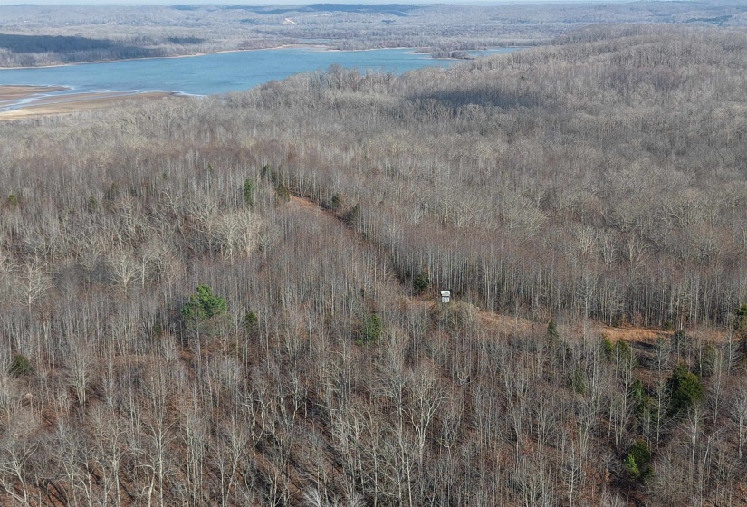 View of property location featuring a heavily wooded area and a large body of water