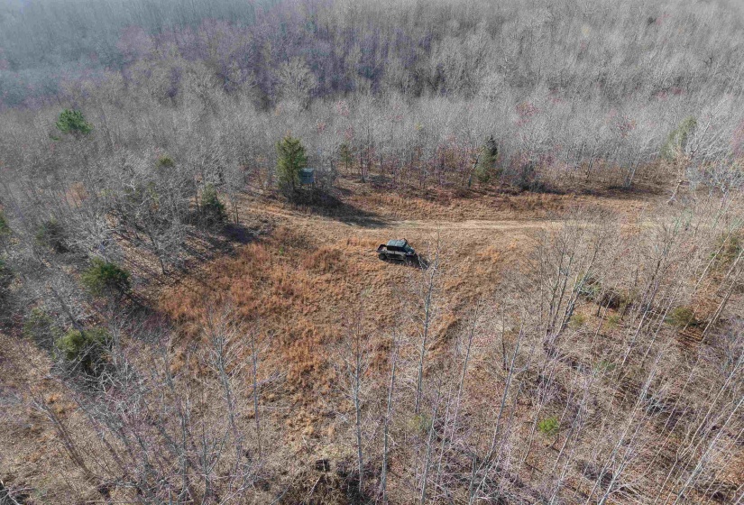 Bird's eye view of a heavily wooded area