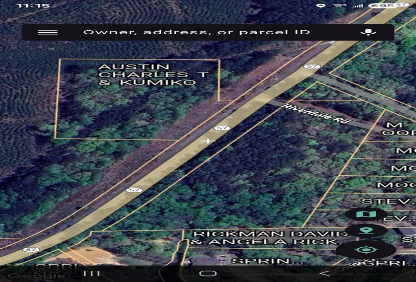 Aerial overview of property's location with property boundaries highlighted
