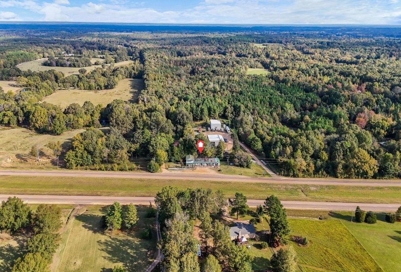 Aerial overview of property's location