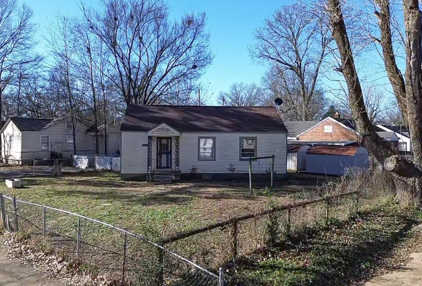 View of front of home with a fenced front yard