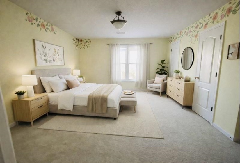 Carpeted bedroom featuring baseboards