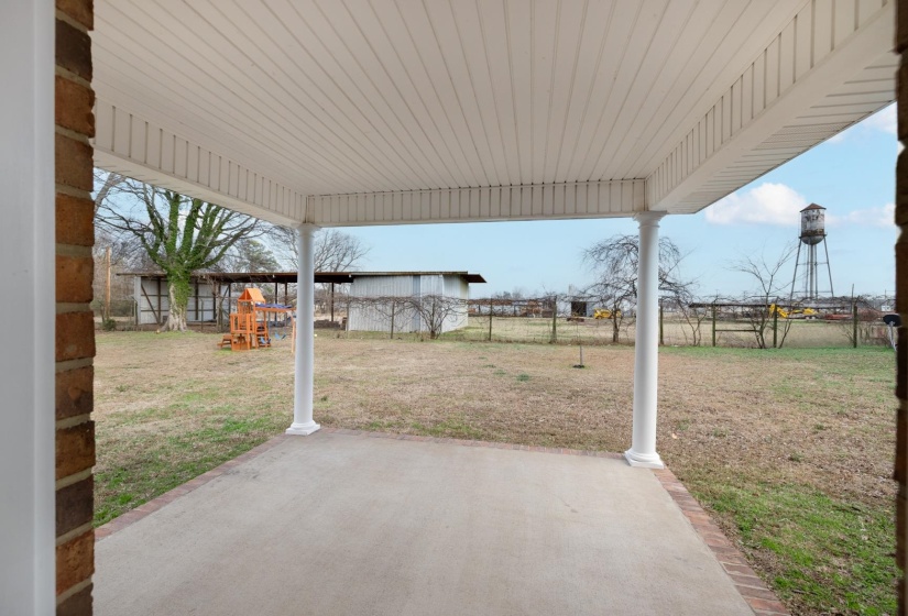 View of covered back patio.