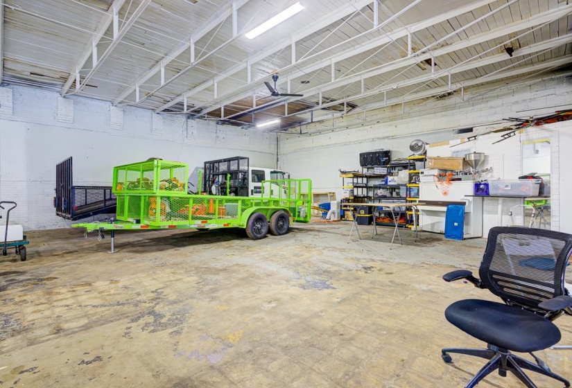 Garage with a workshop area
