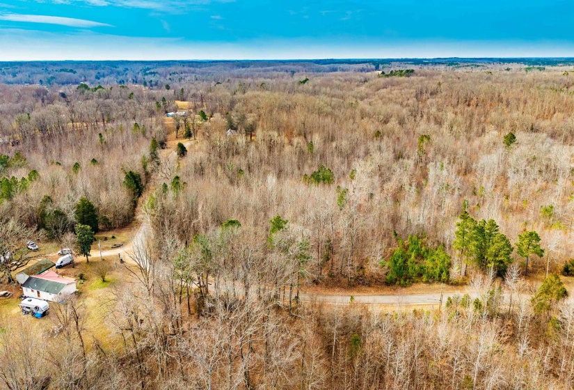 Bird's eye view of a heavily wooded area