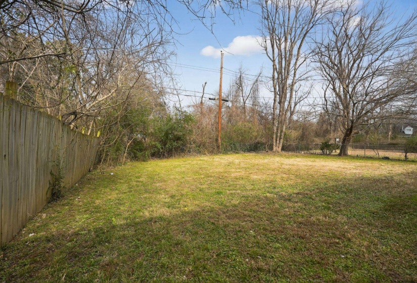 View of fenced backyard