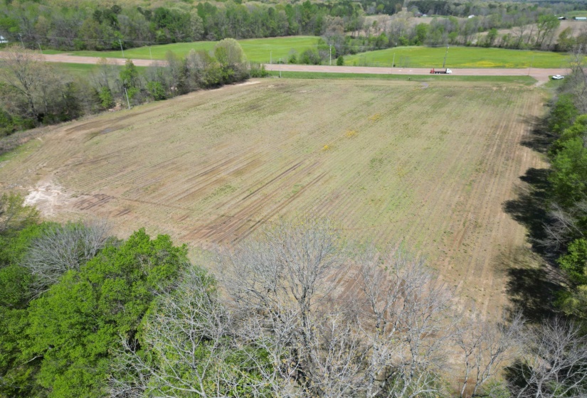 Aerial overview of property's location featuring extensive farmland and rural landscape
