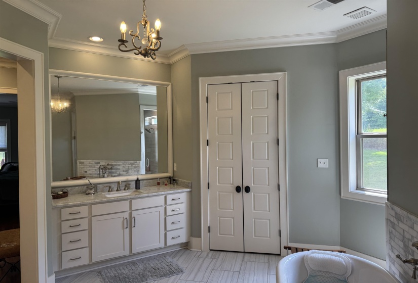Owners ensuite  separate large vanities area Large Linen closet