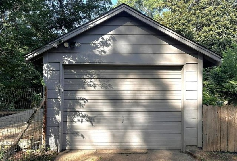 View of detached garage