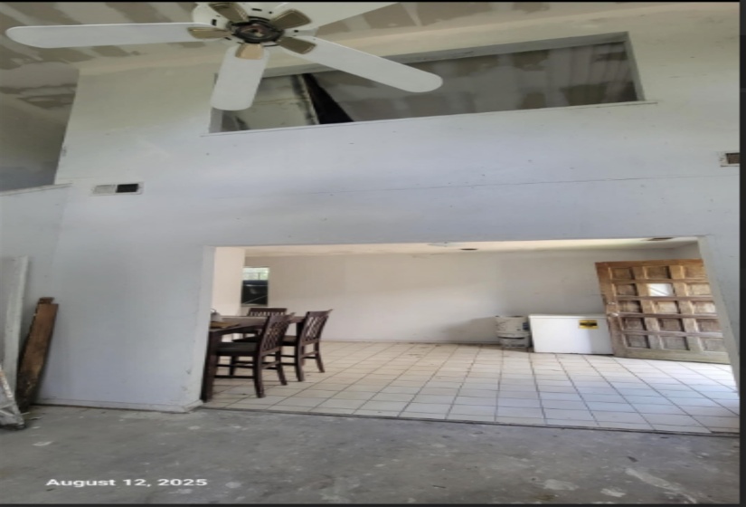 View of patio with ceiling fan