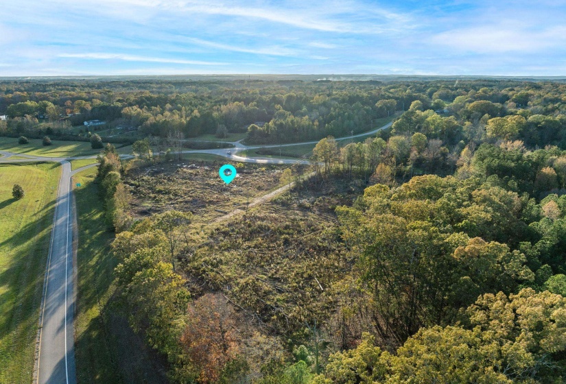 Bird's eye view of a heavily wooded area