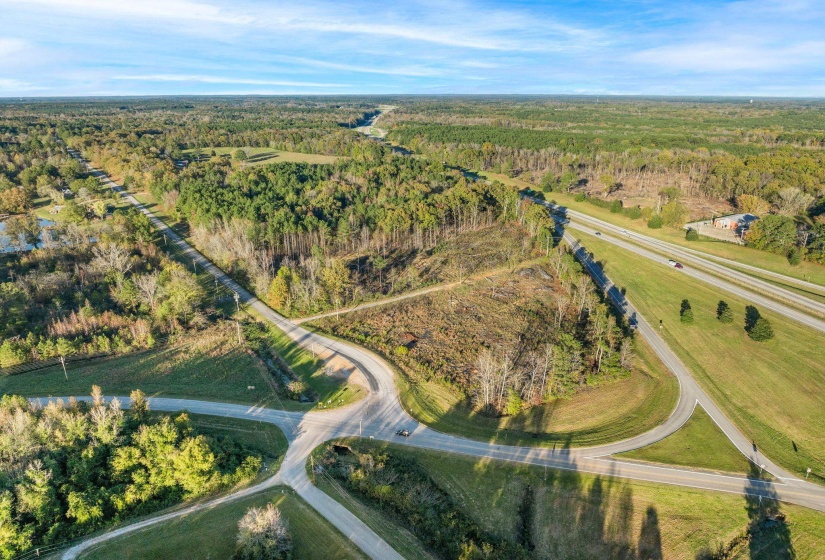 Bird's eye view of a heavily wooded area