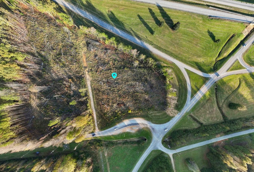Aerial view of sparsely populated area