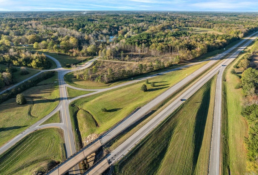 Bird's eye view of a heavily wooded area