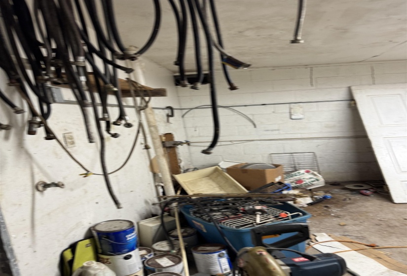 Interior space with concrete block wall
