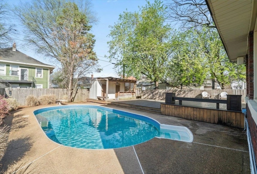 This easy maintenance pool features an updated pool line, pump, sand filter and salt water water maintenance system.